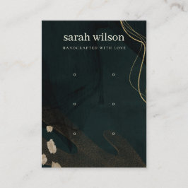 Abstrakt Grönt Black Guld 3 Stud Earring Visning Visitkort