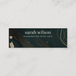Abstrakt Grönt Black Guld Band Necklace Visning Mini Visitkort