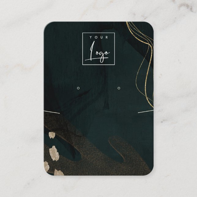 Abstrakt Grönt Black Guld Earring Necklace Logotyp Visitkort (Framsida)
