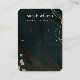 Abstrakt Grönt Black Guld Earring Necklace Visning Visitkort