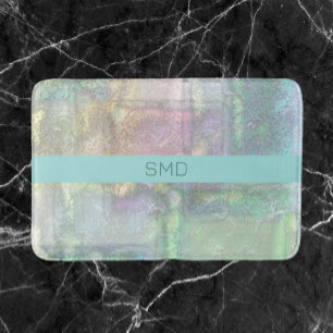 Abstrakt Grönt Blue Rosa Texturerad Mönster Badrumsmatta