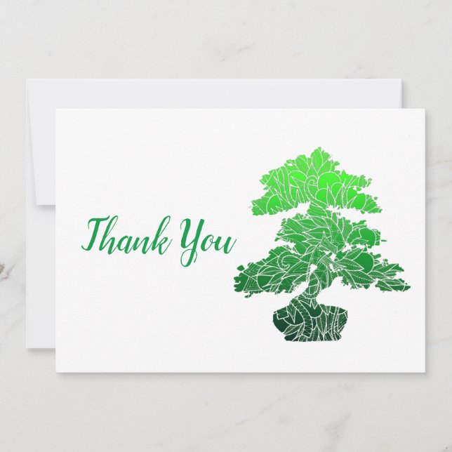 Abstrakt Grönt Bonsai Träd Tack Kort (Framsida)