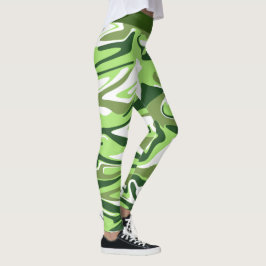 Abstrakt Grönt Camouflage Marble St. Patrick's Day Leggings