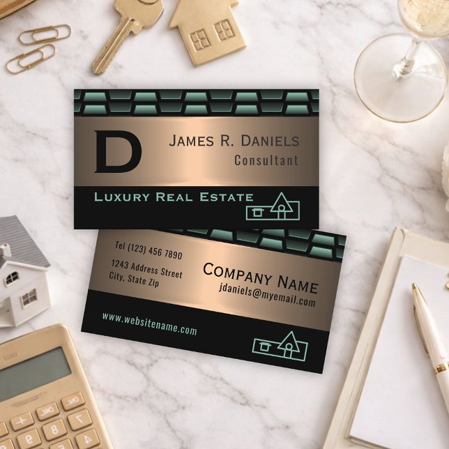 Abstrakt Grönt Copper Luxury Metallic Art Mönster Visitkort (Skapare uppladdad)