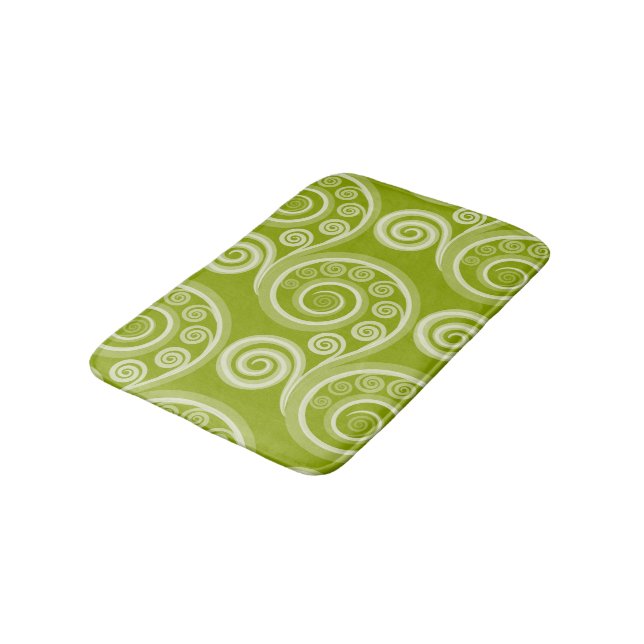 Abstrakt Grönt Fern Frond Swirl Bath Mat Badrumsmatta (Vinklad)