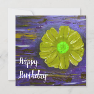 Abstrakt Grönt Flower Cute Open Birday Kort