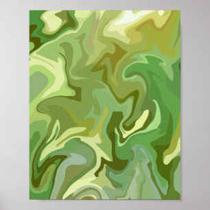 Abstrakt Grönt Fluid Art Design Poster