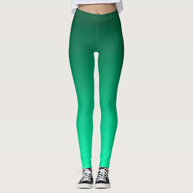 Abstrakt grönt födelsekontrast ren färg trend mo leggings (Framsida)