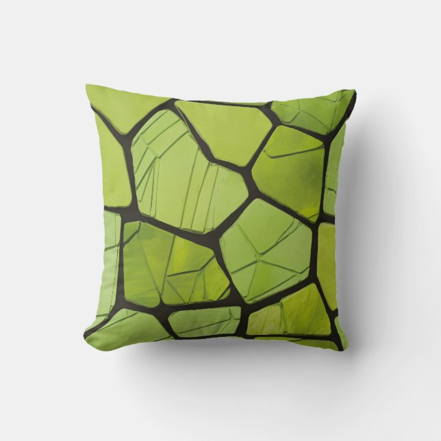 Abstrakt Grönt Geometric Mosaic Kudde (Framsida)
