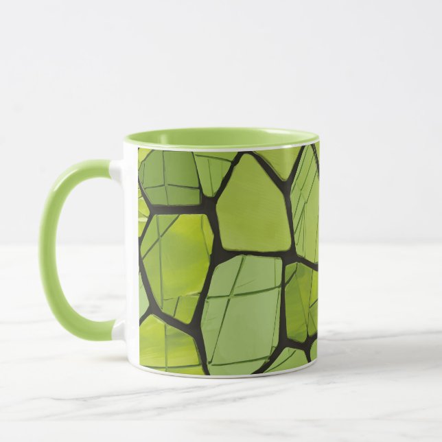 Abstrakt Grönt Geometric Mosaic Mugg (Vänster)
