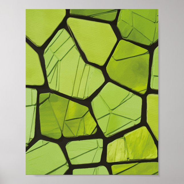 Abstrakt Grönt Geometric Mosaic Poster (Framsidan)