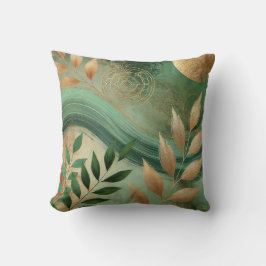 Abstrakt Grönt-Golden Löv Artwork Stil 26 Kudde