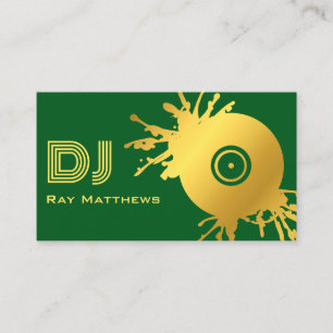Abstrakt Grönt Guld Music Disk DJ Visitkort