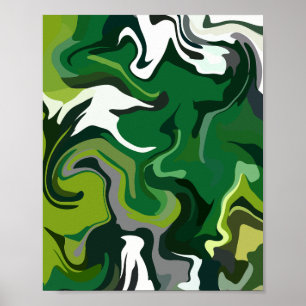 Abstrakt Grönt Harmony med Fluid Mönster Poster
