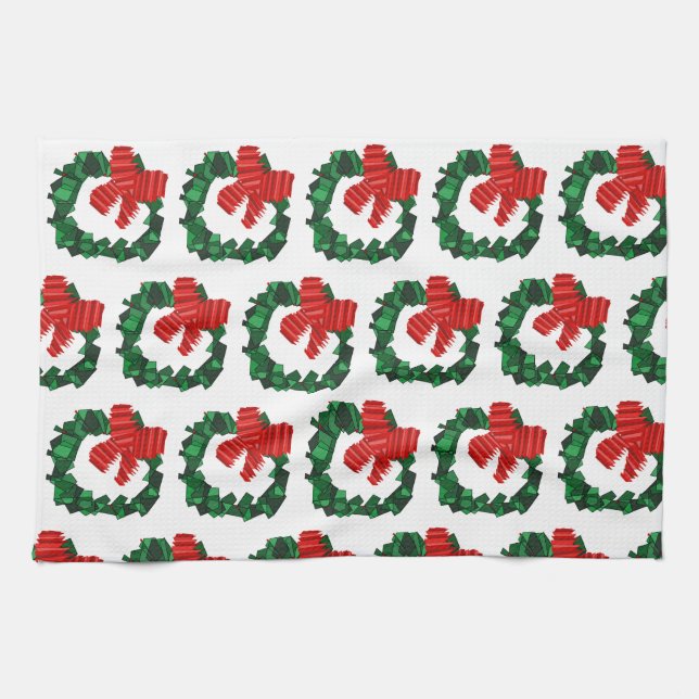 Abstrakt grönt Kökshandduk för julfransar (Horisontell)