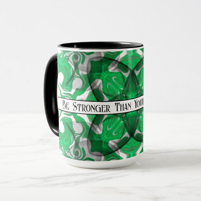 Abstrakt grönt mandala psychedelic butterfly mugg (Framsida vänster)