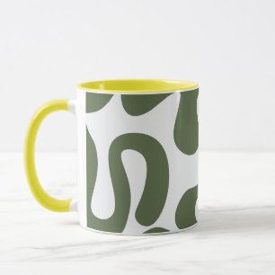 Abstrakt Grönt Modern Art Mugg med organiska forme