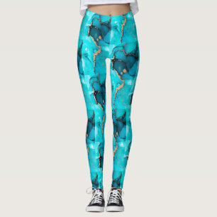 Abstrakt Grönt Mönster Medelhavsturism Leggings