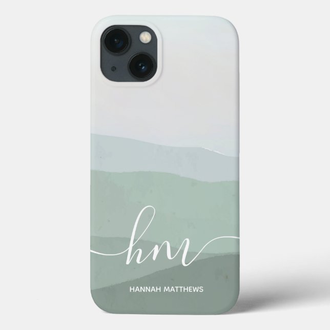 Abstrakt Grönt Mountain Watercolor Ligcape   (Baksida)