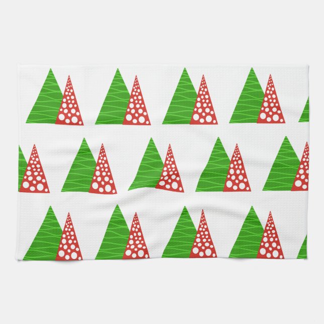 Abstrakt grönt och träd kökshandduk (Horisontell)