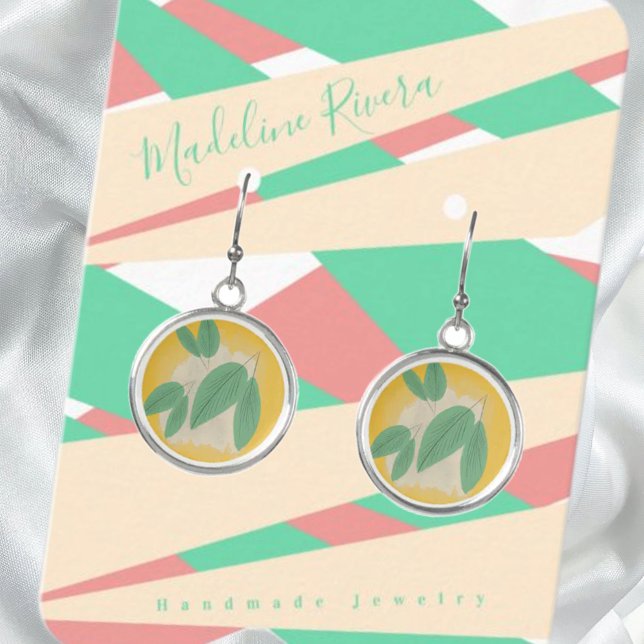 Abstrakt Grönt Peach Handmade Earring Visning Card (Skapare uppladdad)