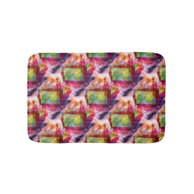 Abstrakt grönt, röd tapet badrumsmatta (Framsidan)