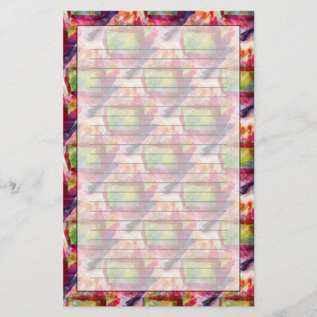 Abstrakt grönt, röd tapet brevpapper (Framsida)