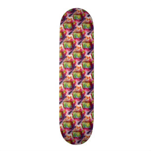 Abstrakt grönt, röd tapet skateboard bräda 20,5 cm