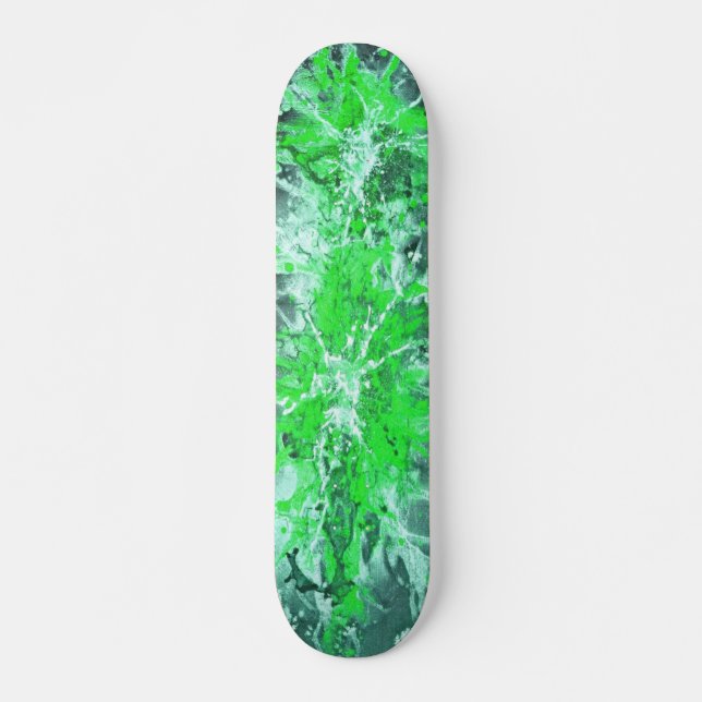 Abstrakt | grönt splattergrunge mini skateboard bräda 18,7 cm (Framsida)
