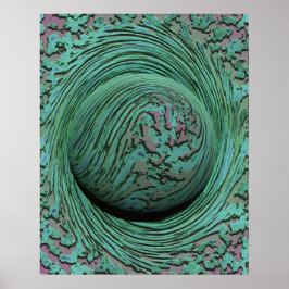 Abstrakt Grönt Swirl Cosmic Singularity Design Poster