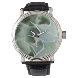 Abstrakt Grönt Thorn Plant Photo Design Watch Armbandsur