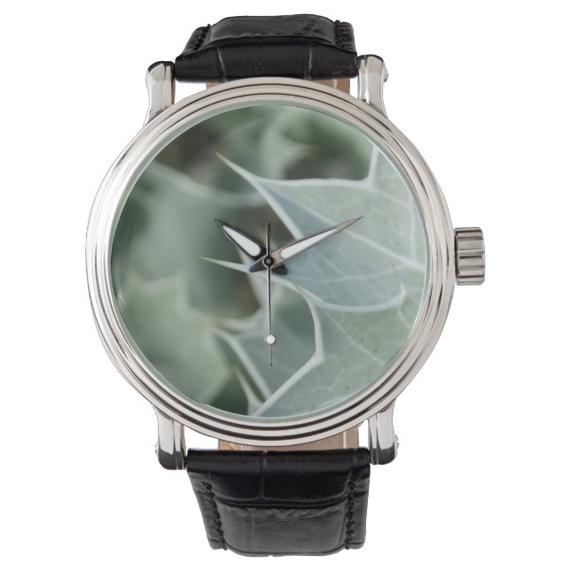 Abstrakt Grönt Thorn Plant Photo Design Watch Armbandsur (Framsida)