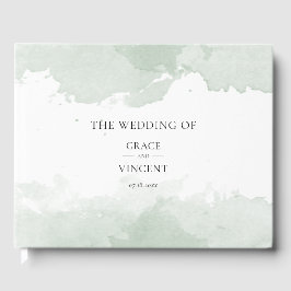 Abstrakt grönt vattenfärg bröllop gästböcker