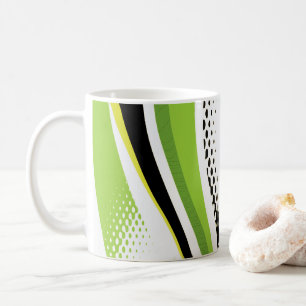 Abstrakt Grönt Vit och Svart kurva Kaffemugg