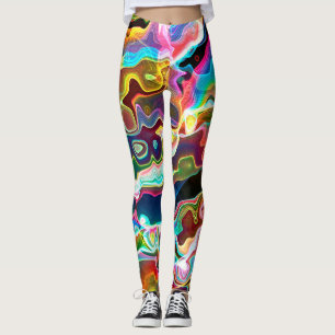Abstrakt Groovy Colorful 1 Capri Leggings