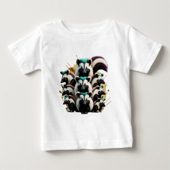Abstrakt Group of Cute Funny Skunks T Shirt (Framsida)
