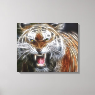 Abstrakt Growling Tiger Wrapped Canvas