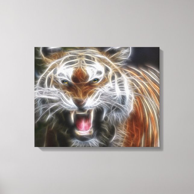 Abstrakt Growling Tiger Wrapped Canvas (Framsida)