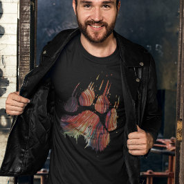 Abstrakt Grunge Multi Färg Grizzly Bear Tass Klo T Shirt