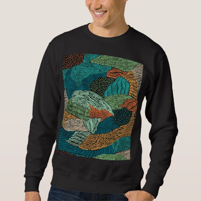 Abstrakt Grunge: Sömlös Mönster design. Lång Ärmad Tröja (Framsida)