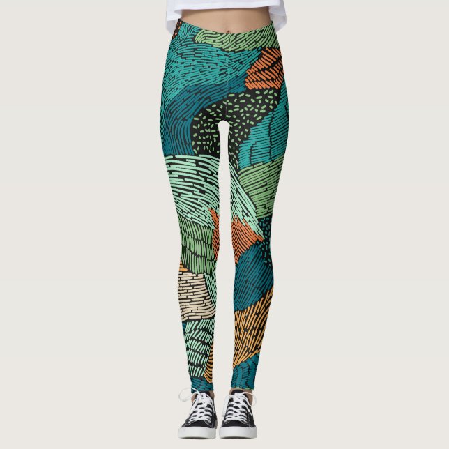 Abstrakt Grunge: Sömlös Mönster design. Leggings (Framsida)
