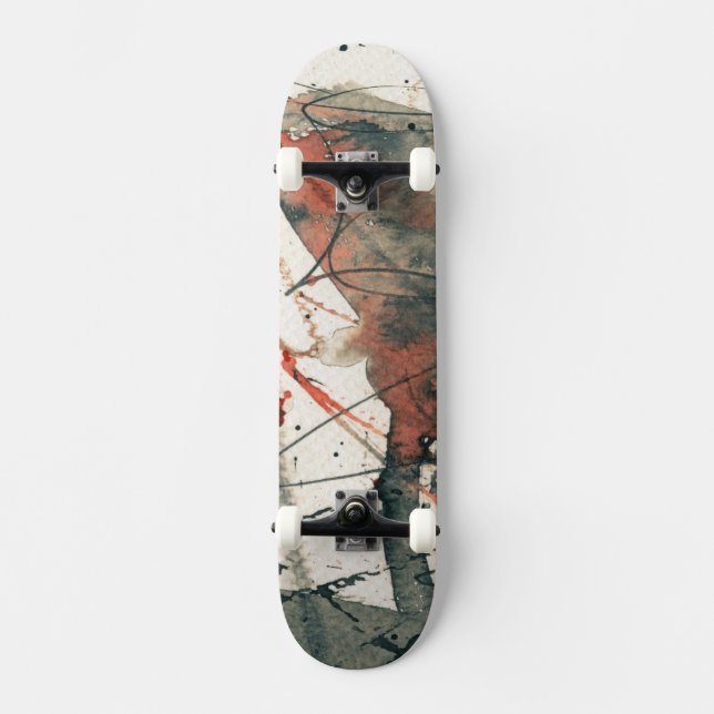 Abstrakt grungebakgrund, bläckstruktur. 5 skateboard bräda 19,5 cm (Framsida)