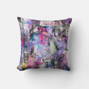 Abstrakt Grungy Colorful Paint Kudde