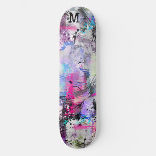 Abstrakt Grungy Colorful Paint Mini Skateboard Bräda 18,5 Cm