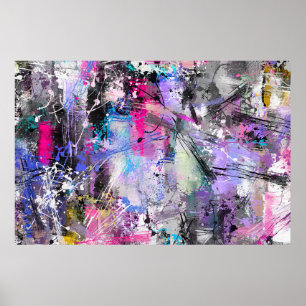 Abstrakt Grungy Colorful Paint Poster
