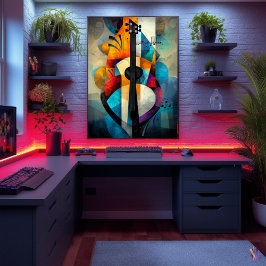 Abstrakt Guitar Art - Geometric Music Design Poster