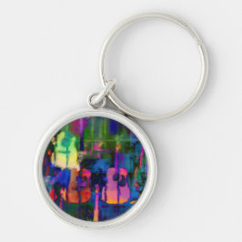 Abstrakt Guitar-design Rund Silverfärgad Nyckelring