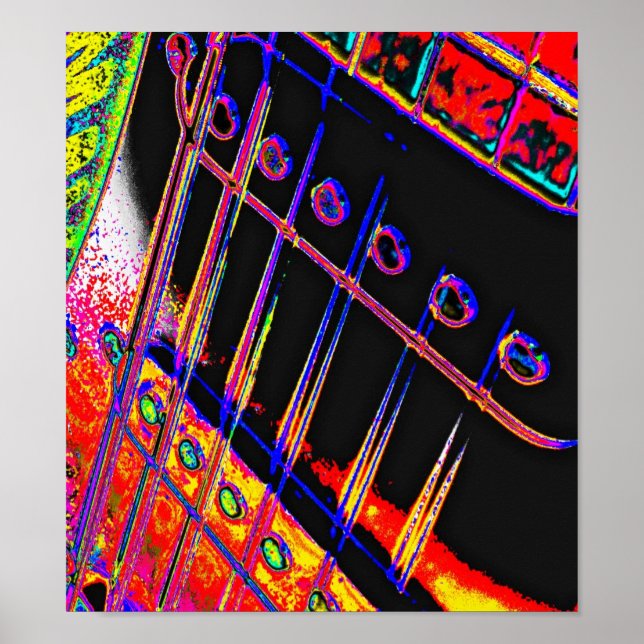 Abstrakt Guitar Modern Pop Art Poster Rock N Roll (Framsidan)