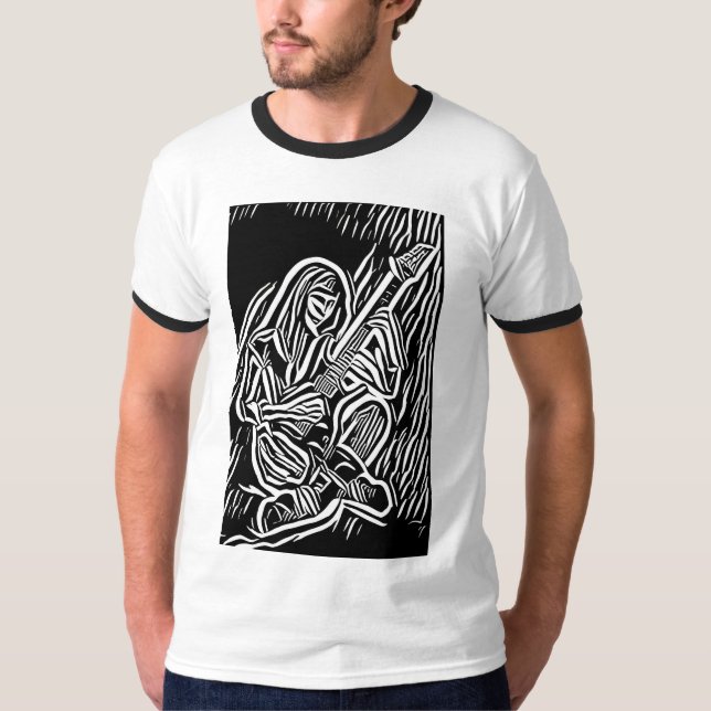 Abstrakt Guitar Player Musician Original Art T Shirt (Framsida)
