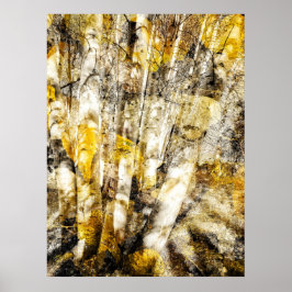 Abstrakt gul asp-skog poster